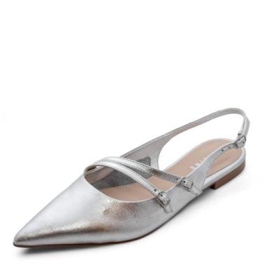Imagem de Sapato Feminino Lia Line Flat REF: 2308-71762 COURO METAL, 36, Prata