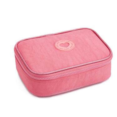 Imagem de Estojo Box Feminino Juvenil Necessarie Grande Denlex, Rosa