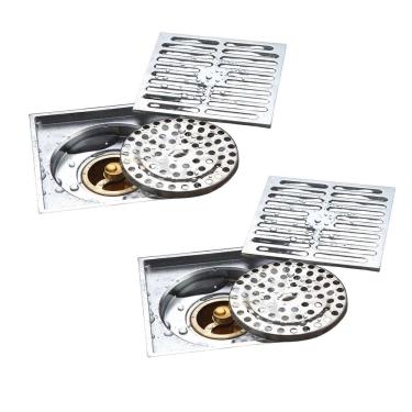Imagem de Ralo Inox 10x10 Kit 2 Uni Anti Odor Anti Inseto Banheiro Lavabo Cozinha Varanda Quintal Resistente