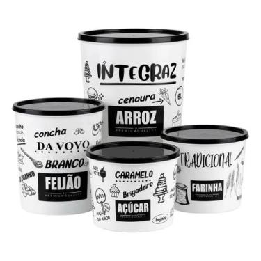 Imagem de Kit 4 Potes Mantimento Arroz Feijao Acucar Farinha Bpa Free - Uzy