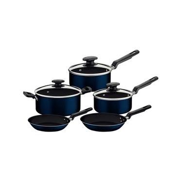 Imagem de Jogo de Panelas Tramontina Ravena 5 Peças Alumínio Tampa Vidro Starflon Max Azul