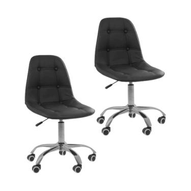 Imagem de Kit 2 Cadeiras Office Eiffel Botonê Ajustável Oficial Preto