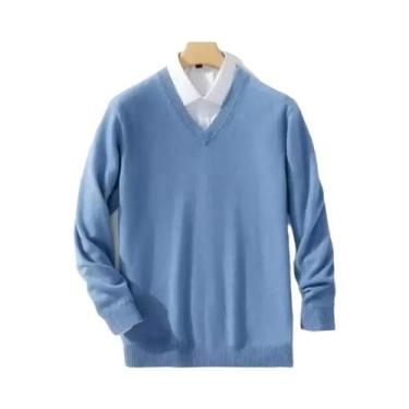 Imagem de Suéter Masculino plus Size De Cashmere Com Decote Em V, Malha Quente P
