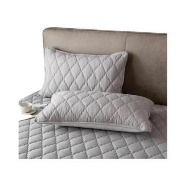 Imagem de Fronha Acolchoada Impermeável De Algodão Escovado Macio E Respirável, 