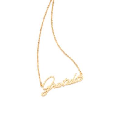 Imagem de Colar Rommanel Gratidão corrente Fio cadeado 50/45cm 532391