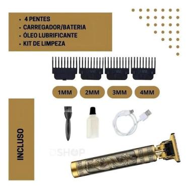 Imagem de Máquina de Cortar Cabelo Daling Dragão Buda Dourada Recarreg