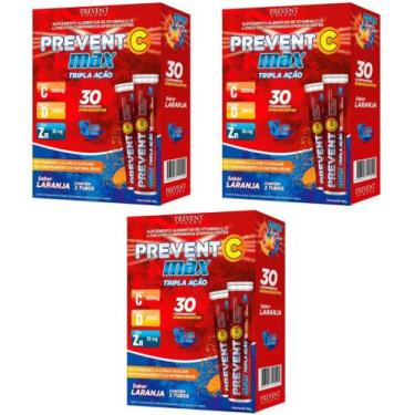 Imagem de Prevent C Max Tripla Ação Vitamina C D E Zinco 30 Cp Efervescente Prev