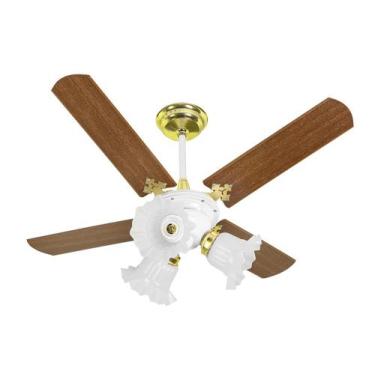 Imagem de Ventilador De Teto New Zeta Com 4 Pás Branco/Mogno MDF 127v - Venti De