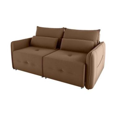 Imagem de Sofá Cama 2 Lugares Com Almofadas 205cm Celine Matrix Veludo Ferrugem