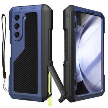 Imagem de Capa metálica YQODSZ para Samsung Galaxy Z Fold 5 com suporte para can