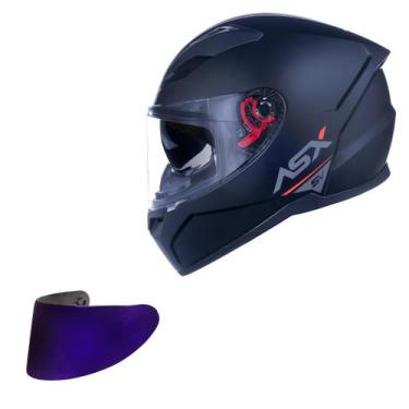 Imagem de Capacete Asx City SV Preto Fosco Oculos + Viseira Roxa, Preto Fosco, 5