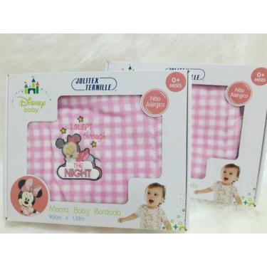 Imagem de Manta / Cobertor Bordada Jolitex Disney Bebe Minnie Dormindo, Rosa, Ún