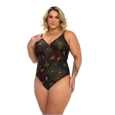 Imagem de Maiô Zero Barriga Estampado Banho de Mar Bojo Removível - Dilady, PRET