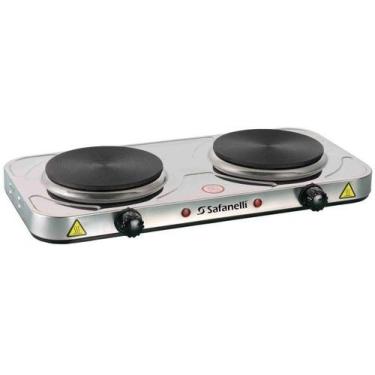 Imagem de Fogão Elétrico Portátil de Mesa 2 Placas Inox - Safanelli, 110V
