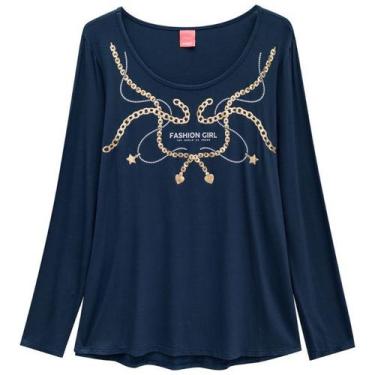 Imagem de Blusa Feminina Manga Longa Malwee Wee Plus Ref. 65775, Azul marinho, G