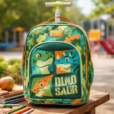 Imagem de Mochila com rodinha dino trio verde - Puket
