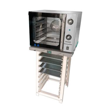 Imagem de Kit Forno Turbo Elétrico de Convecção Metalúrgica Venâncio FCSB4E Aço Inox 55L com Bancada e Assadeiras Inox 220V