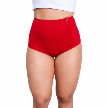 Imagem de Calcinha Calçola Modeladora Pós-Parto Cintura Alta Efeito Cinta Redutora Segura Barriga Tira Culote Confortável - VERMELHO