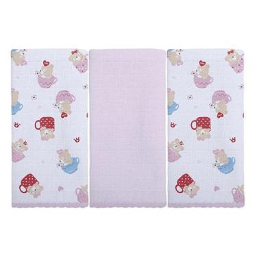 Imagem de Pano De Boca Estampado Liso 34x40cm Kit Com 3 Unidades - Incomfral Bub