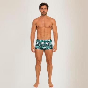 Imagem de Sunga Boxer Estampa Tropical Adulto Forrada Box Moda Praia Piscina Nat