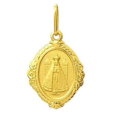 Imagem de Pingente Nossa Senhora Aparecida Ouro 18K Oval Bordada k110 - Shop Das