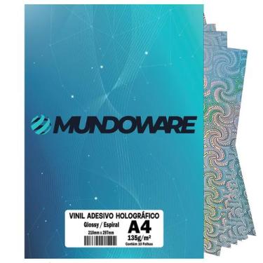 Imagem de Vinil Holográfico Adesivo Glossy A4 135g Mundoware À Prova D'Água Film