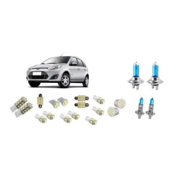 Imagem de Kit 20 Lâmpadas Brancas Farol + Leds Ford Fiesta 2007 A 2013