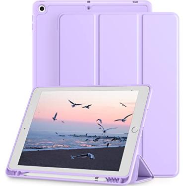 Imagem de Mastten Compatível com iPad 9ª/8ª/7ª geração, capa para iPad de 10,2 polegadas com suporte para lápis, capa traseira com suporte inteligente TPU 2021/2020/2019, despertar/hibernar automaticamente,