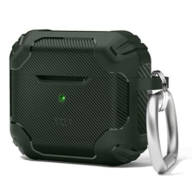 Imagem de elago Capa armadura sólida compatível com AirPods Capa de 3ª geração - Compatível com AirPods 3, Design absorvente de choque, TPU durável, carregamento sem fio, proteção total do corpo (verde escuro)