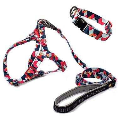 Imagem de Conjunto Peitoral Guia e Coleira Cachorro MADOG Triângulos (Tamanho:M)