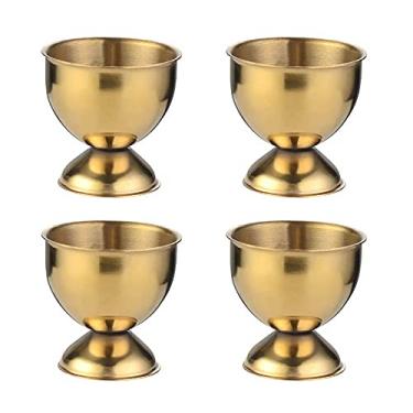 Imagem de Yajun Conjunto de 4 peças de porta-copos para ovos de mesa, recipiente de aço inoxidável, copos de vinho, para casa, dourado