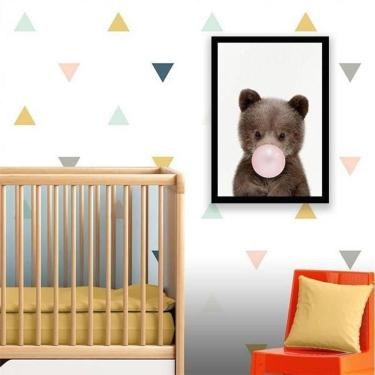 Imagem de Quadro Ursinho Chicletes 24X18Cm - Com Vidro - Madeira Preta