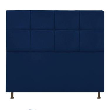 Imagem de Cabeceira Damares 140 Cm Casal Com Botonê Suede Azul Marinho