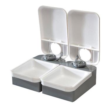 Imagem de Alimentador Automático Eatwell para Cães e Gatos, programação de 2 Refeições - Branco Cinza - Amicus
