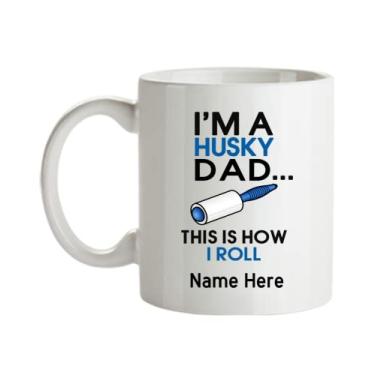 Imagem de Caneca de café Husky personalizada, I'm a Husky Dad This is How I Roll, Caneca Husky Dad, Presente para Husky Dad, Presentes Husky, Ideia de de Natal, Caneca de café de 445 g