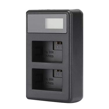 Imagem de Carregador de bateria NP-FW50, carregamento de bateria de câmera com slot duplo USB portátil com visor LCD e design de circuito seguro para A6300 A6500 A6000 A7R A7