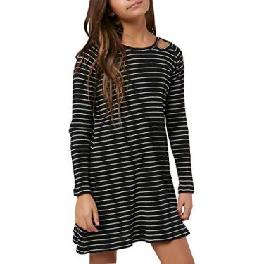 Imagem de O'Neill Vestido feminino de malha listrado Millie com detalhes recortados, Preto, P