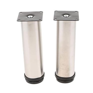 Imagem de Fenteer Móveis de Armário de aço Inoxidável Ajustáveis Pés de Cadeira de 2 Polegadas de Diâmetro, 20cm