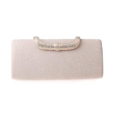 Imagem de Trend Bolsa longa de strass moderna bolsa para banquete pequena bolsa quadrada, Branco, M