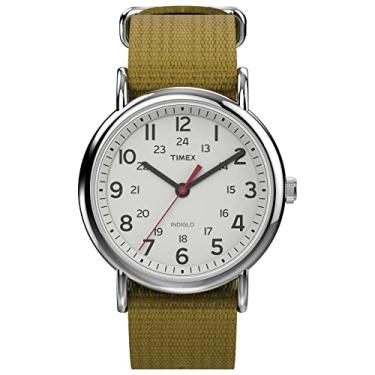 Imagem de Timex Weekender Relógio analógico unissex de 38 mm | Luz de fundo INDIGLO | Pulseira de...