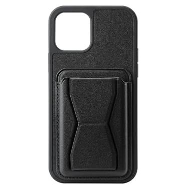 Imagem de zhouye Capa para iPhone 14/14 Pro/14 Plus/14 Pro Max, capa com compartimento para cartão, suporte dobrável fino macio TPU silicone bumper à prova de choque capa de telefone anti-arranhões, preta, 14 6,1 polegadas