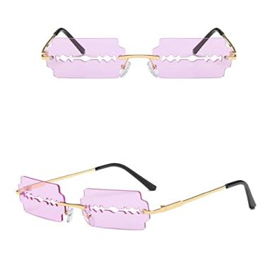 Imagem de Modelo de lâmina de barbear fashion óculos de sol feminino masculino tendência fitness designer de rosto armação de metal lente colorida óculos de sol, 7, tamanho único