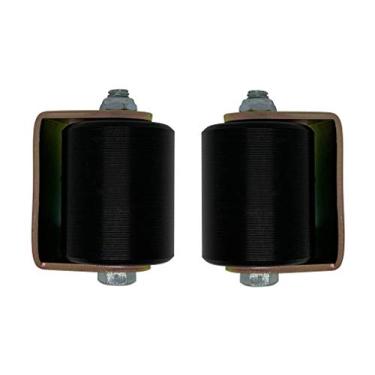 Imagem de Rolo guia de portão deslizante de 7,6 cm de nylon duro preto UHMW com suporte C, conjunto com 2 hastes traseiras soldadas resistentes antiderrubamento vedado rolamento esférico guia de portões deslizantes – Rolos de águia EG103