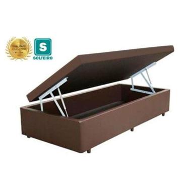 Imagem de Base Box Baú Solteiro Corino Marrom - 88x188x35
