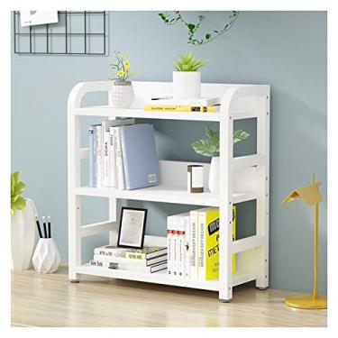 Imagem de KIZQYN Estante de livros de mesa de madeira de 3 camadas com moldura de metal exibição de grande capacidade prateleira de armazenamento organizador decoração para estudo de escritório dormitório estante de livros (cor: E, tamanho: L 23,6 polegadas)