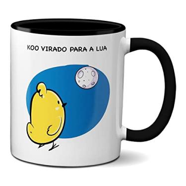Imagem de Caneca Engraçada Koo Rede Social Virado pra Lua Trocadilho (Preta)