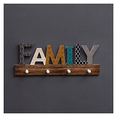 Imagem de KIZQYN Ganchos de casaco criativo vento letra casaco gancho loja de roupas decoração de parede armazenamento pendurado na parede para banheiro sala de estar quarto cabide de casaco montado na parede (cor: família)