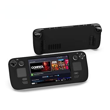 Imagem de Estojo de silicone para host Steam Deck, estojo protetor de silicone com tudo incluído para console de jogos Steam Deck (Preto)