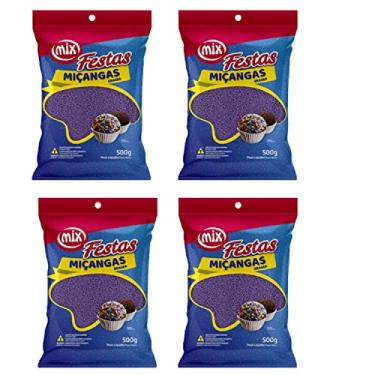 Imagem de Kit 4 Confeito Miçanga Granulado Brigadeiro, Doces, Confeitaria Várias Cores (Roxa)