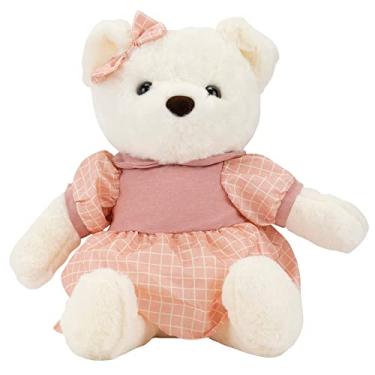 Imagem de Ursinha de Pelúcia Sentada Vestido Rosa 30cm
